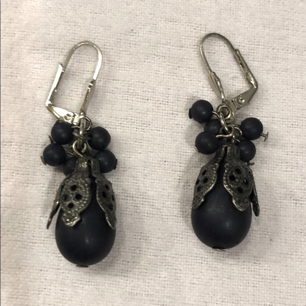 Black a Silver Filigree Earrings